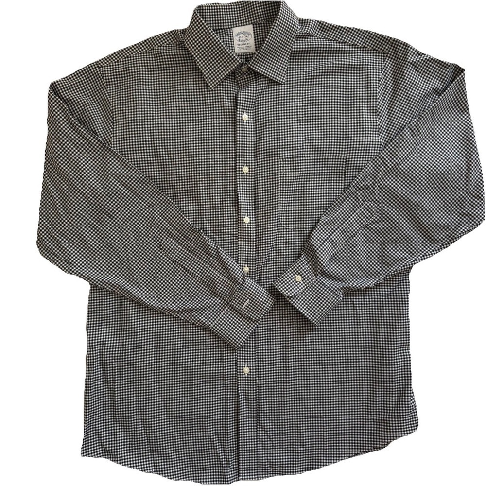 Brooks Brothers Regent Shirt Men’s Large Gingham Plaid Button Down Long Sleeve